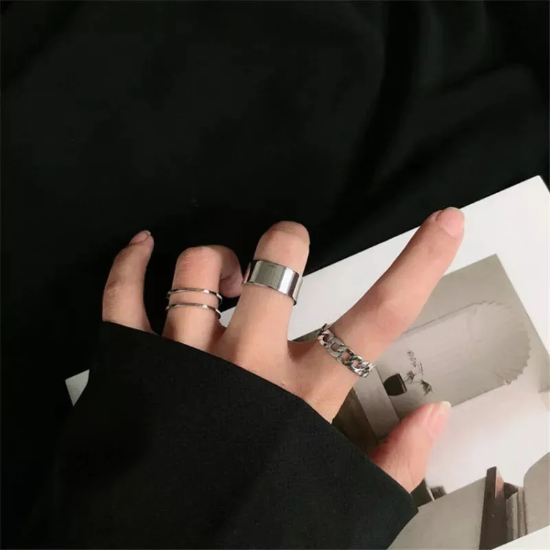 10pcs Punk Gold Color Chain Rings Set For Women Girls Fashion Irregular Finger Thin Rings Gift 2021 Female Knuckle Jewelry Party