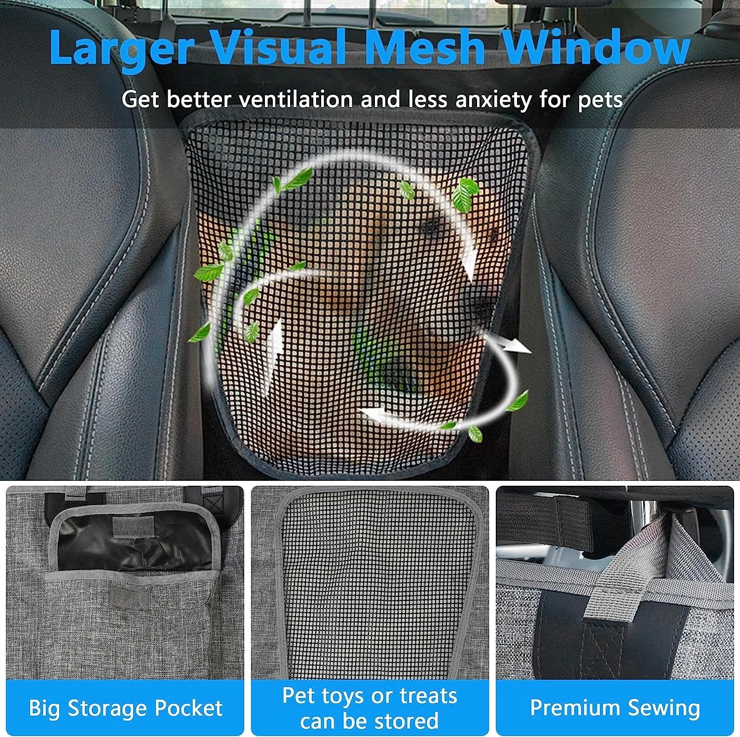 5-in-1 Dog Car Seat Cover for Back Seat 600D Oxford Cloth Waterproof Pet Seat Cover Hammock Fit Most Cars, Trucks & SUVs