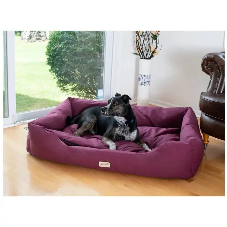 Armarkat Bolstered Dog Bed | Plush Comfort Stylish Design & Lasting Durability for Furry Friend's Ultimate Relaxation | Burgundy Elegance Integrated with Anti-Slip Innovation & Washable Dog Bed