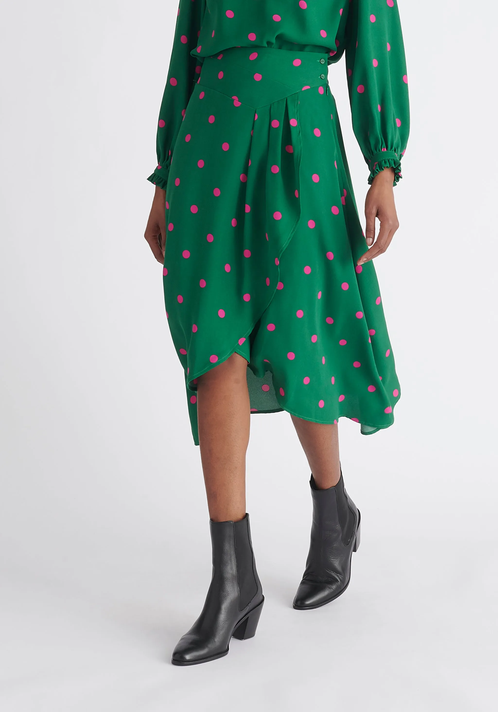 Asymmetric Polka Dot Skirt