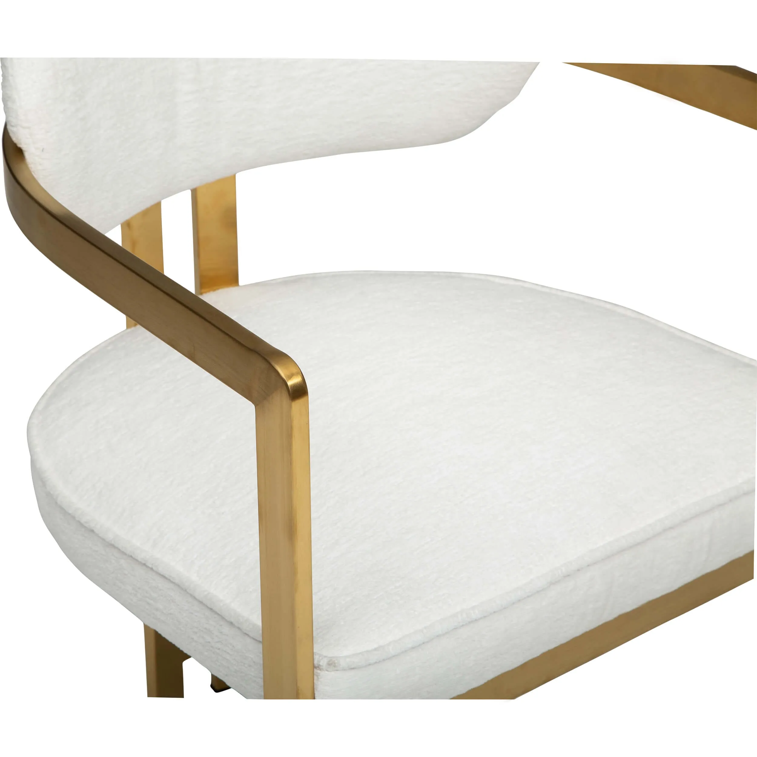 Athena Dining Arm Chair, Chic Ivory/Brushed Gold