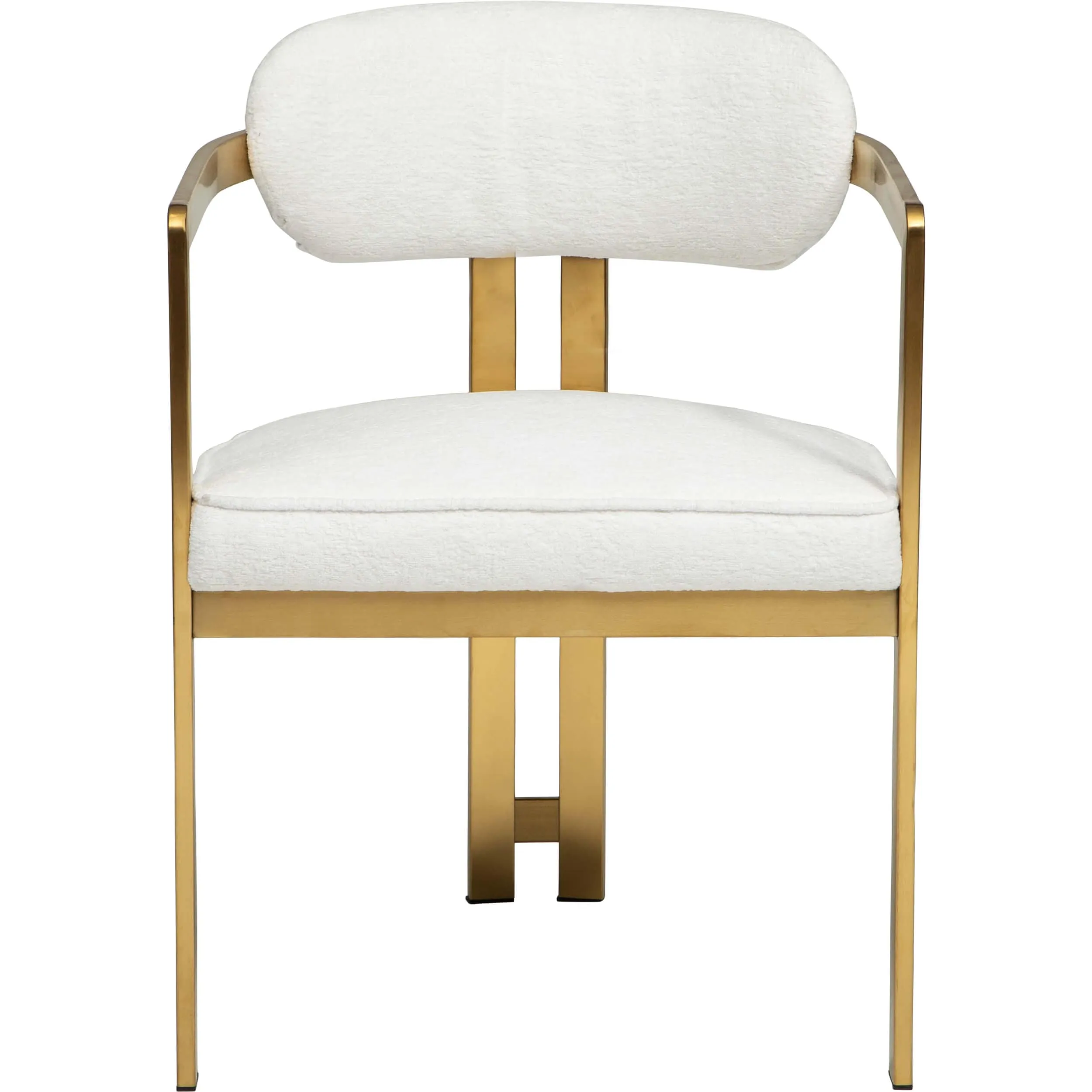 Athena Dining Arm Chair, Chic Ivory/Brushed Gold