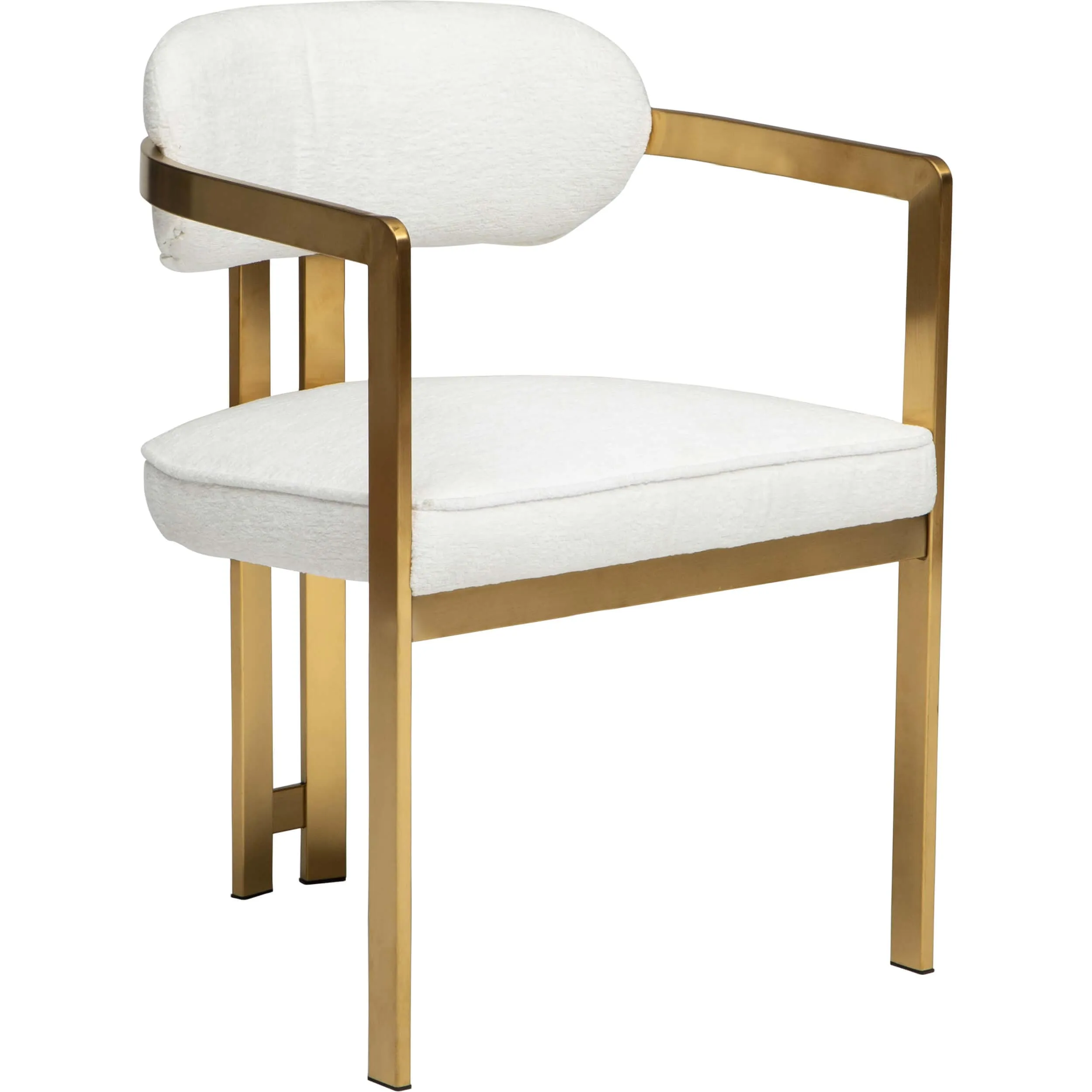 Athena Dining Arm Chair, Chic Ivory/Brushed Gold