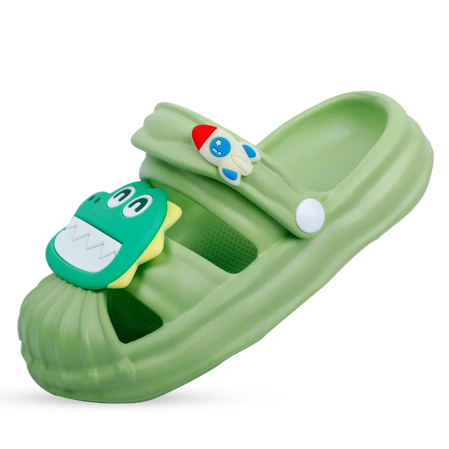 Baby Moo Crocodile Applique Waterproof Anti-Skid Sling Back Clogs - Green