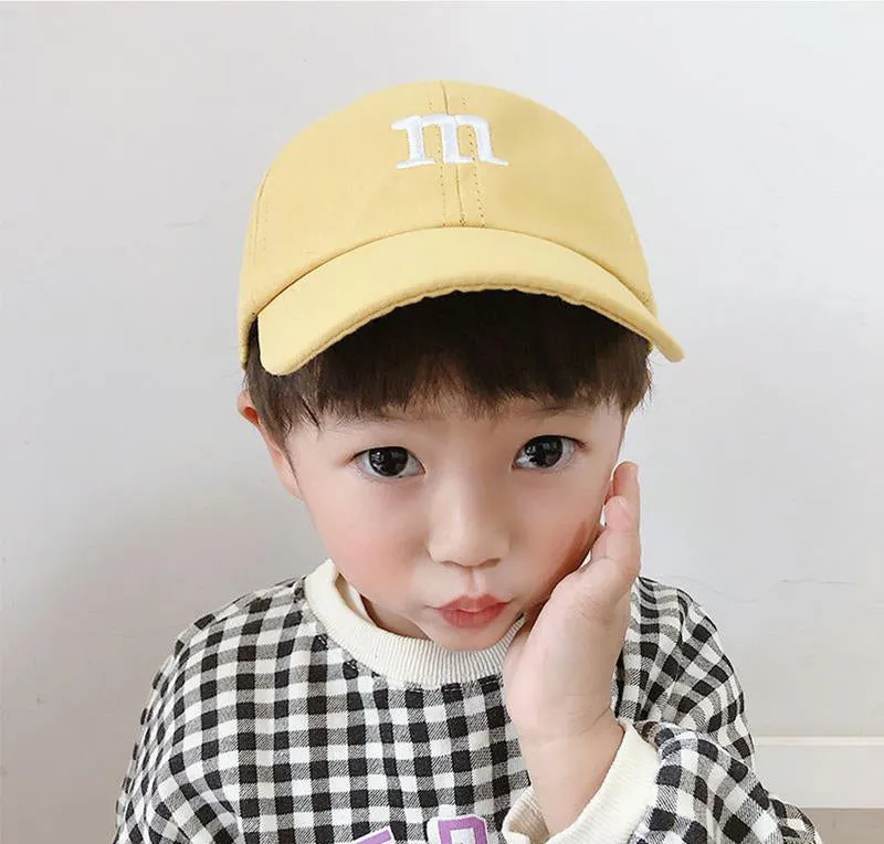 Baseball Cap Boy Letter M Embroidered Children's Cotton Spring and Autumn Hat Cap