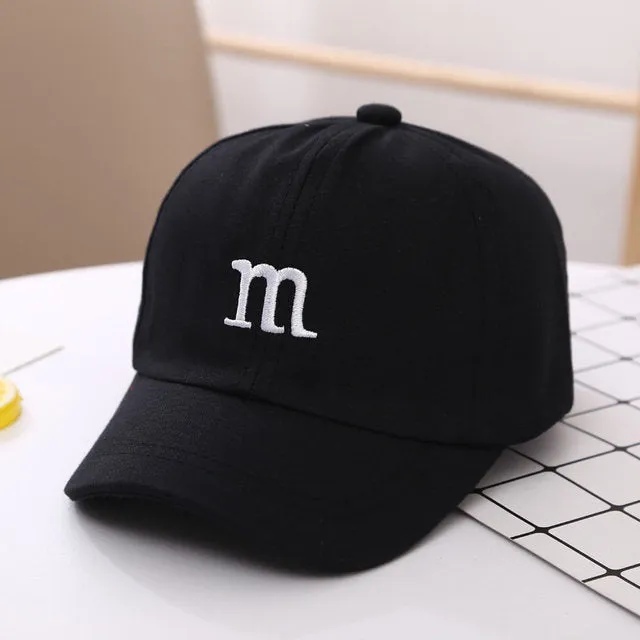 Baseball Cap Boy Letter M Embroidered Children's Cotton Spring and Autumn Hat Cap