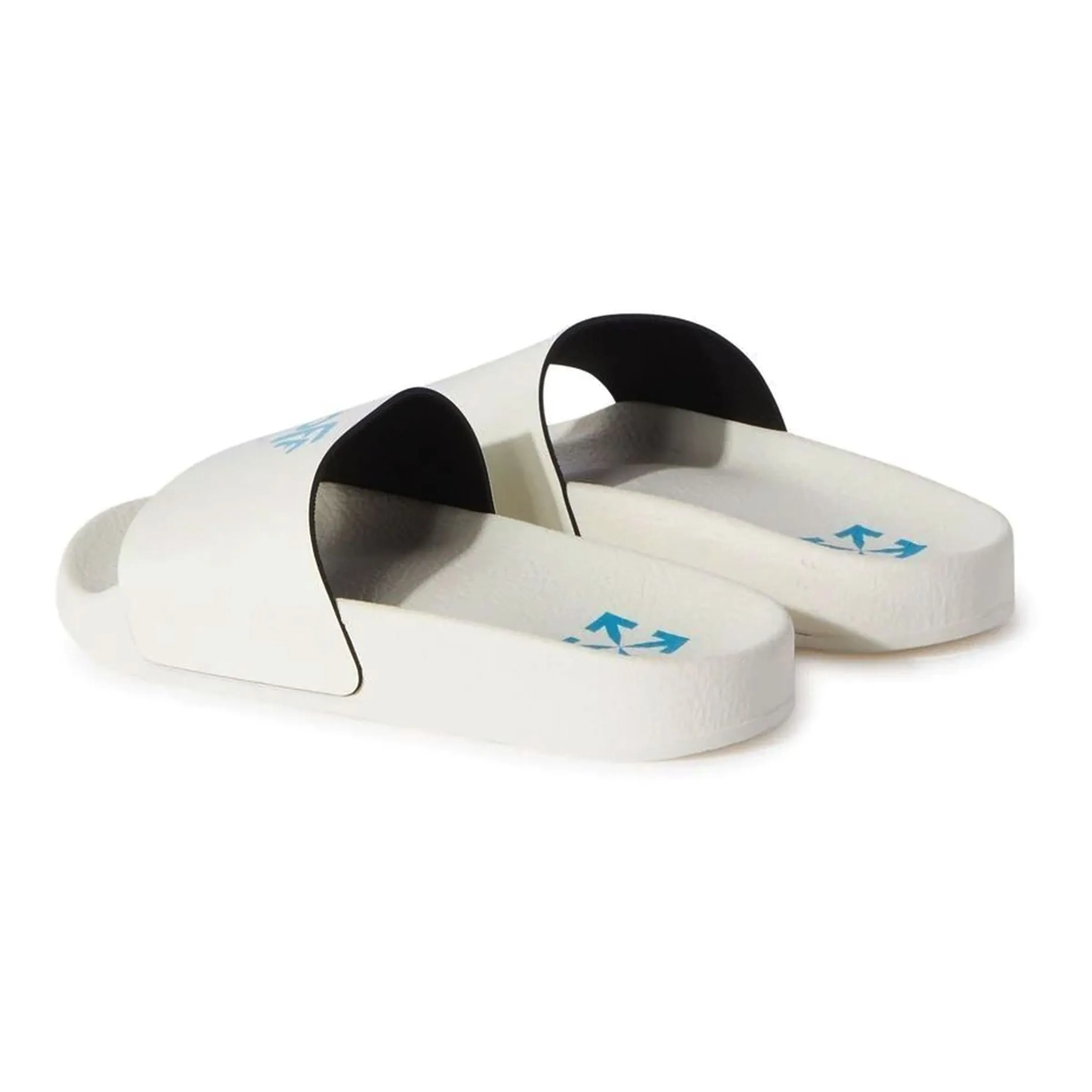 Beige & Blue Logo Pool Slides