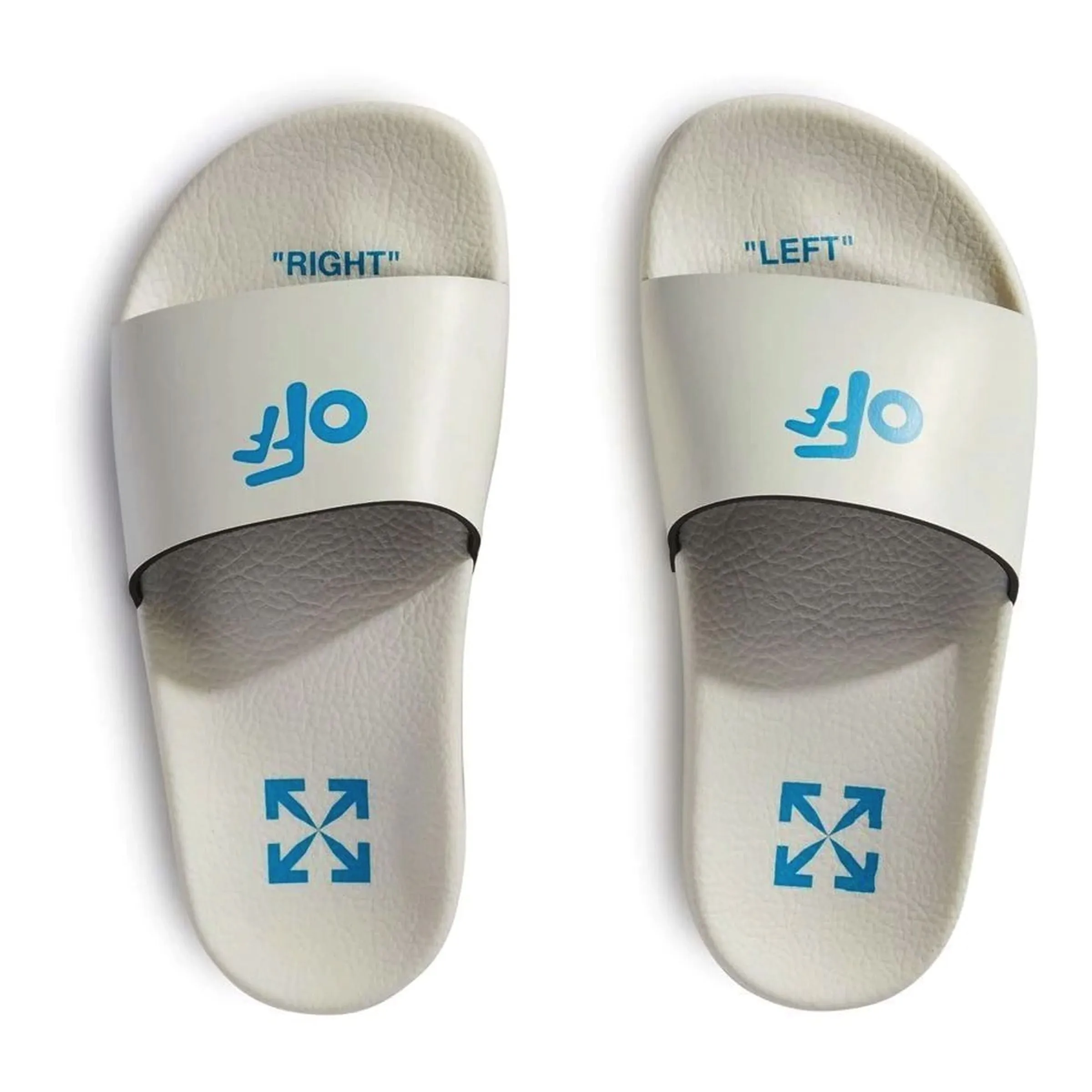 Beige & Blue Logo Pool Slides