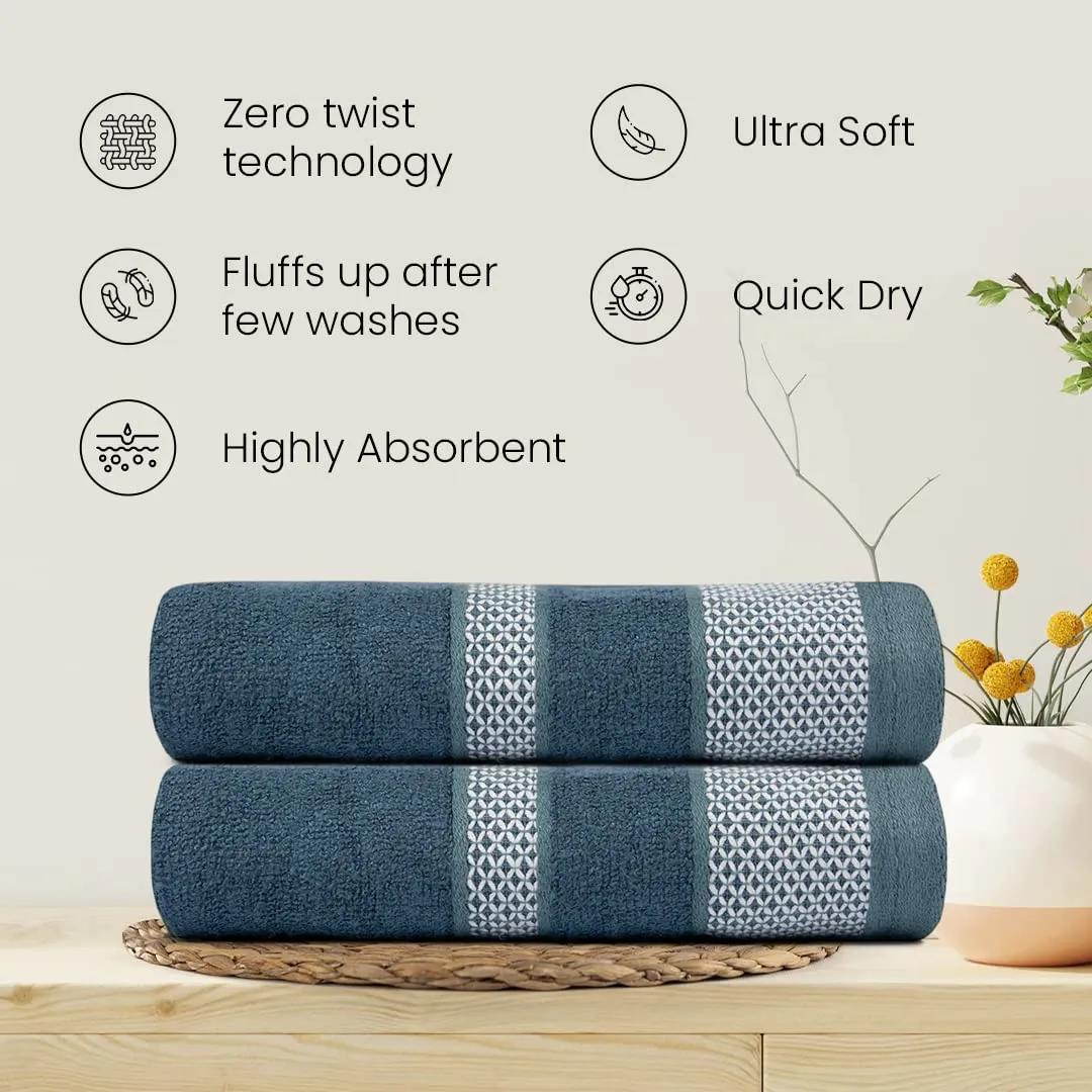 BePlush Zero Twist Bamboo Hand Towels Set of 2 Emerald Blue : Ultra Soft, Highly Absorbent, Quick Dry, Anti Bacterial Napkins for Hand Towel || 450 GSM, 40 X 60 cms