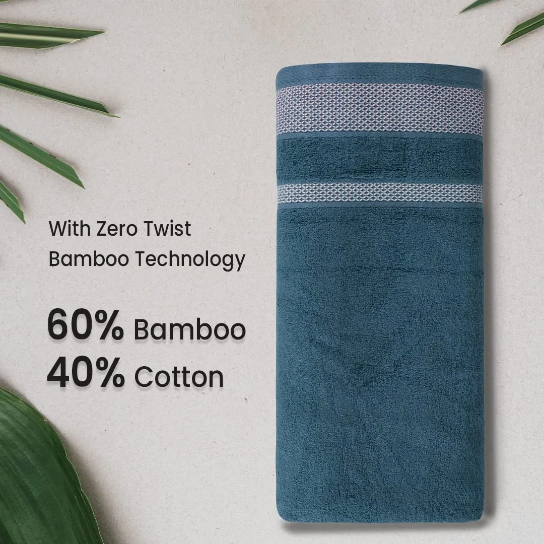 BePlush Zero Twist Bamboo Hand Towels Set of 2 Emerald Blue : Ultra Soft, Highly Absorbent, Quick Dry, Anti Bacterial Napkins for Hand Towel || 450 GSM, 40 X 60 cms