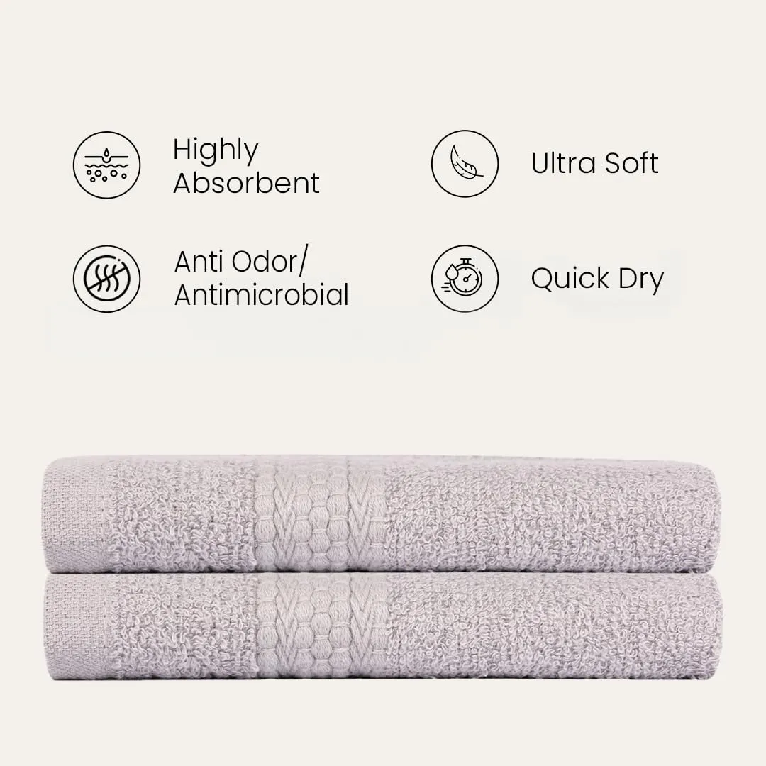 BePlush Zero Twist Bamboo Hand Towels Set of 2 : Ultra Soft, Highly Absorbent, Quick Dry, Anti Bacterial Napkins for Hand Towel || 450 GSM, 40 X 60 cms (2, Grey)