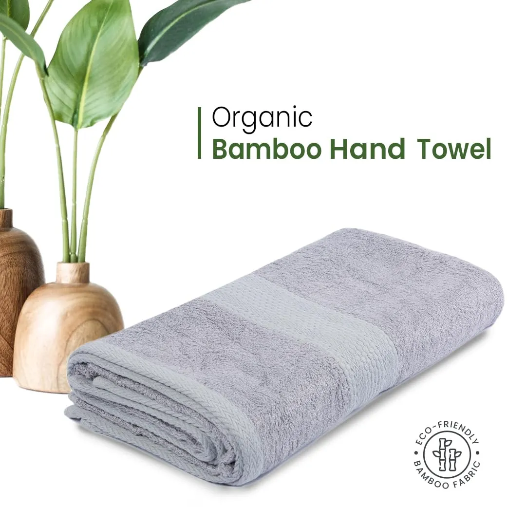 BePlush Zero Twist Bamboo Hand Towels Set of 2 : Ultra Soft, Highly Absorbent, Quick Dry, Anti Bacterial Napkins for Hand Towel || 450 GSM, 40 X 60 cms (2, Grey)