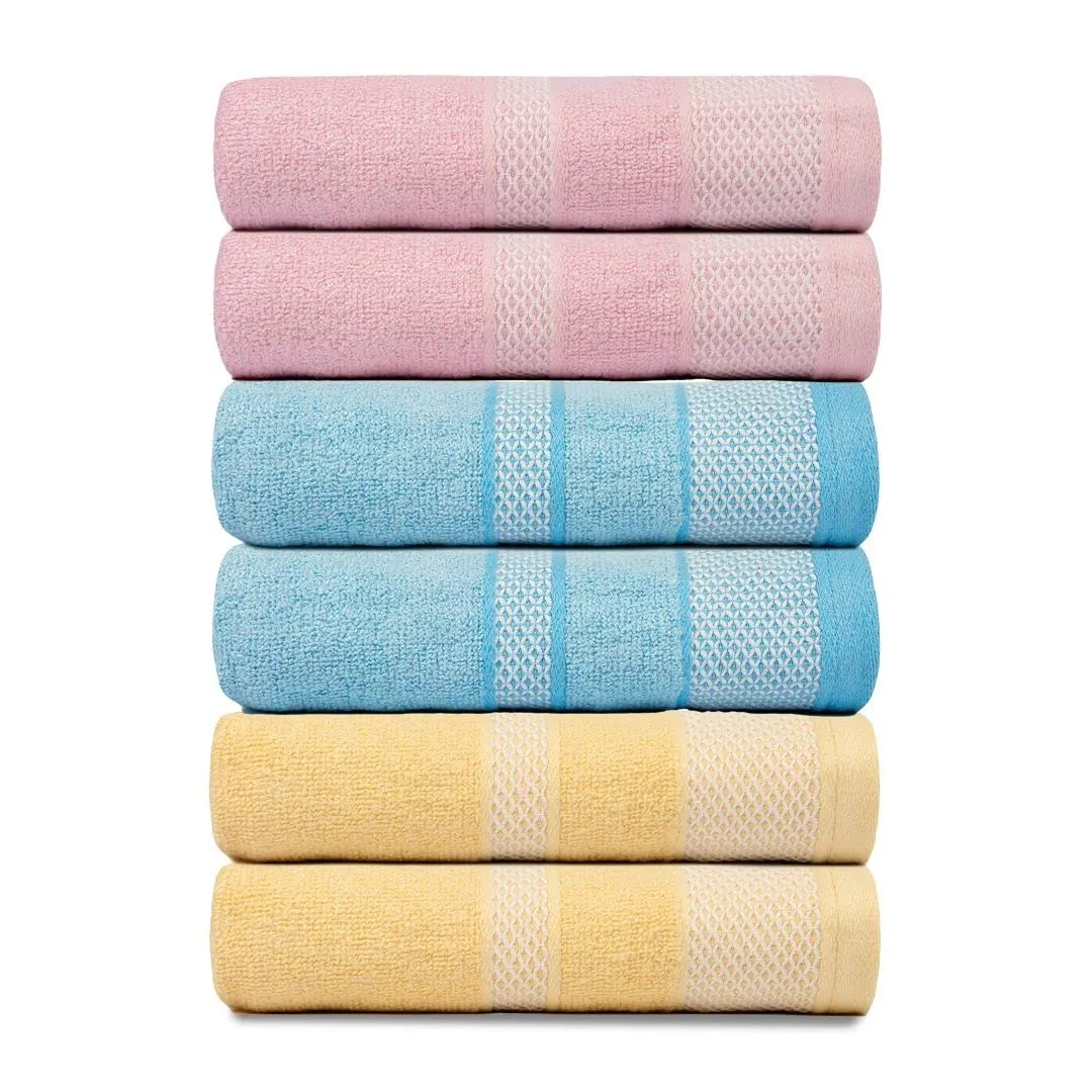 BePlush Zero Twist Bamboo Hand Towels : Ultra Soft, Highly Absorbent, Quick Dry, Anti Bacterial Napkins for Hand Towel || 450 GSM, 40 X 60 cms (6, Pink, Sky Blue, Yellow)