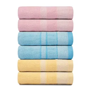 BePlush Zero Twist Bamboo Hand Towels : Ultra Soft, Highly Absorbent, Quick Dry, Anti Bacterial Napkins for Hand Towel || 450 GSM, 40 X 60 cms (6, Pink, Sky Blue, Yellow)