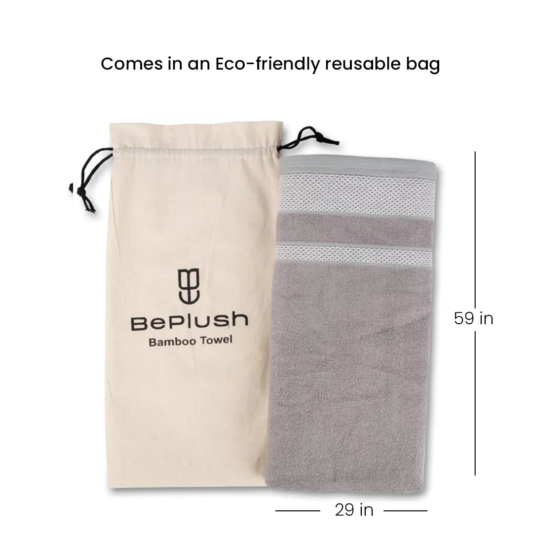 BePlush Zero Twist Bamboo Towels for Bath | Ultra Soft, Highly Absorbent, Quick Dry, Anti Bacterial Bamboo Bath Towel for Men & Women || 450 GSM, 29 x 59 Inches (1, Grey)