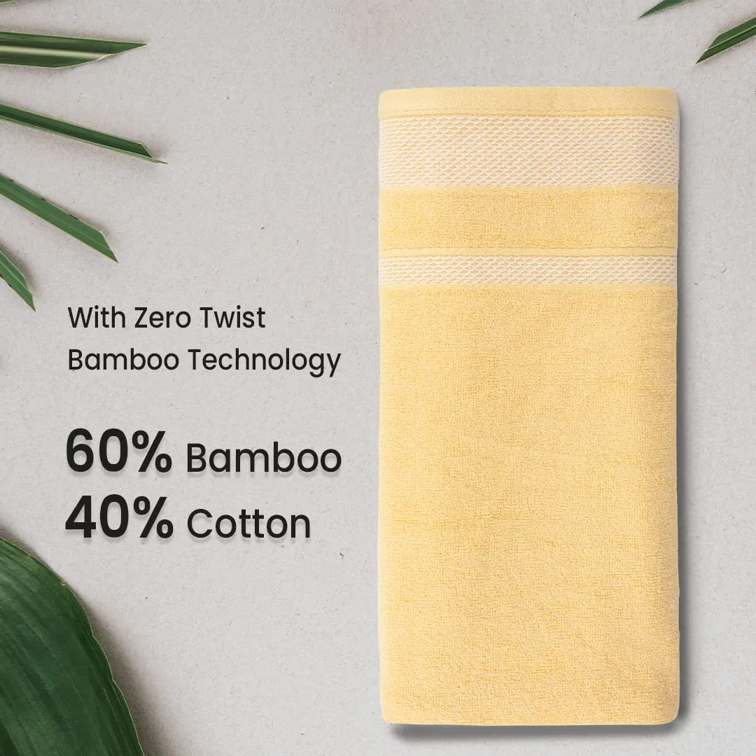 BePlush Zero Twist Bamboo Towels for Bath | Ultra Soft, Highly Absorbent, Quick Dry, Anti Bacterial Bamboo Bath Towel for Men & Women || 450 GSM, 29 x 59 Inches (2, Yellow)