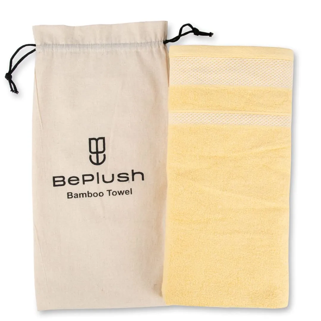 BePlush Zero Twist Bamboo Towels for Bath | Ultra Soft, Highly Absorbent, Quick Dry, Anti Bacterial Bamboo Bath Towel for Men & Women || 450 GSM, 29 x 59 Inches (2, Yellow)