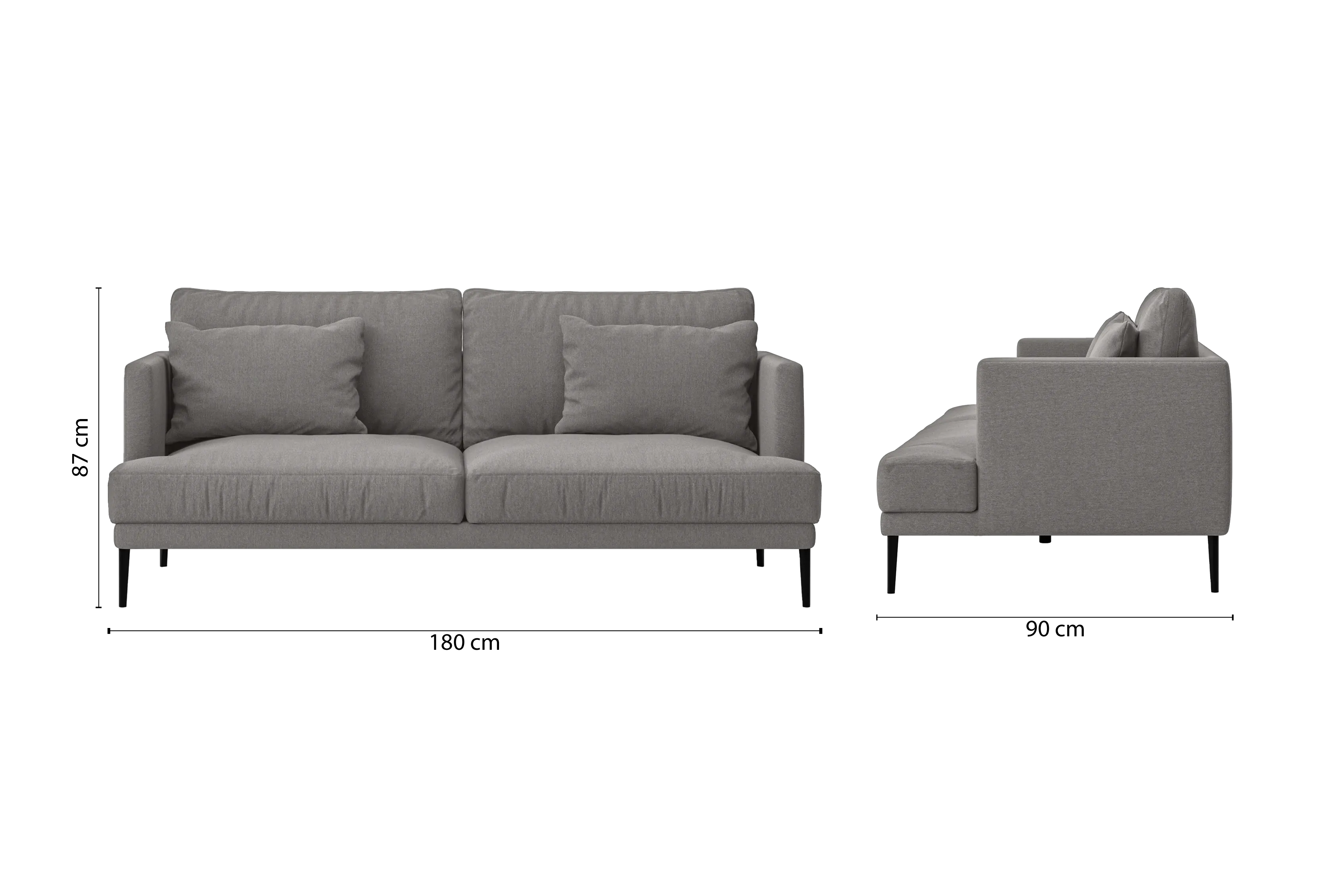 Bisceglie 2 Seater Sofa Grey Linen Fabric