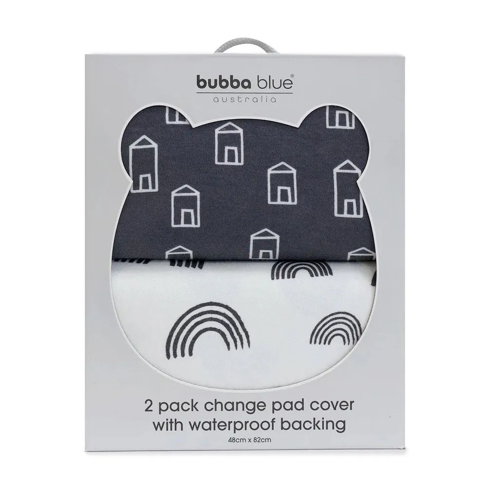 Bubba Blue Nordic 2pk Waterproof Change Pad Cover Charcoal/White