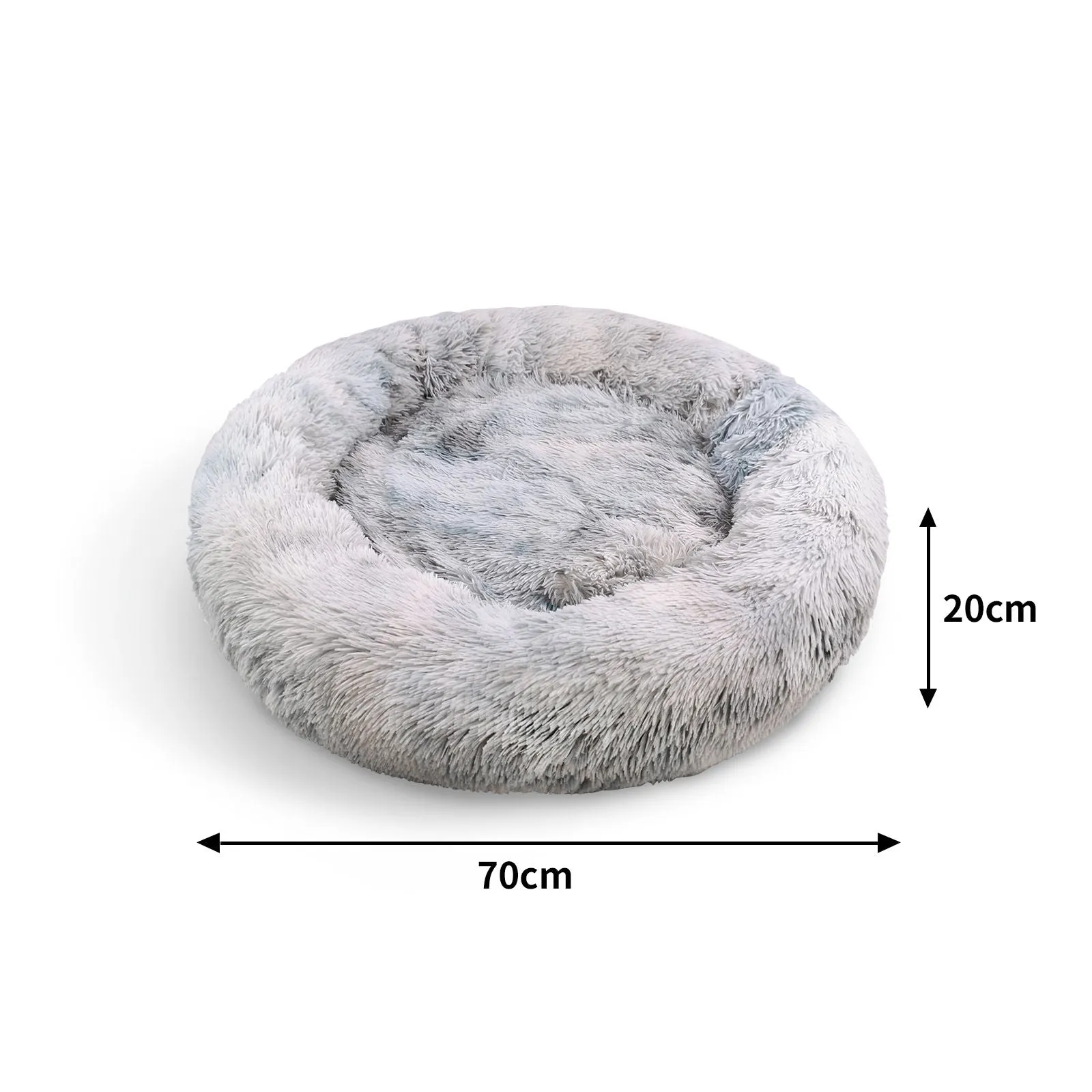 Cozy Plush Round Pet Calming Bed, Non-Slip, Washable - Pawfriends