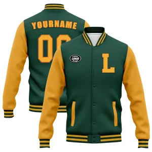 Custom Green Yellow Waterproof Jacket Bomber Full-Snap Varsity Letterman Personalized Jacket FZ007CD-D020316-9