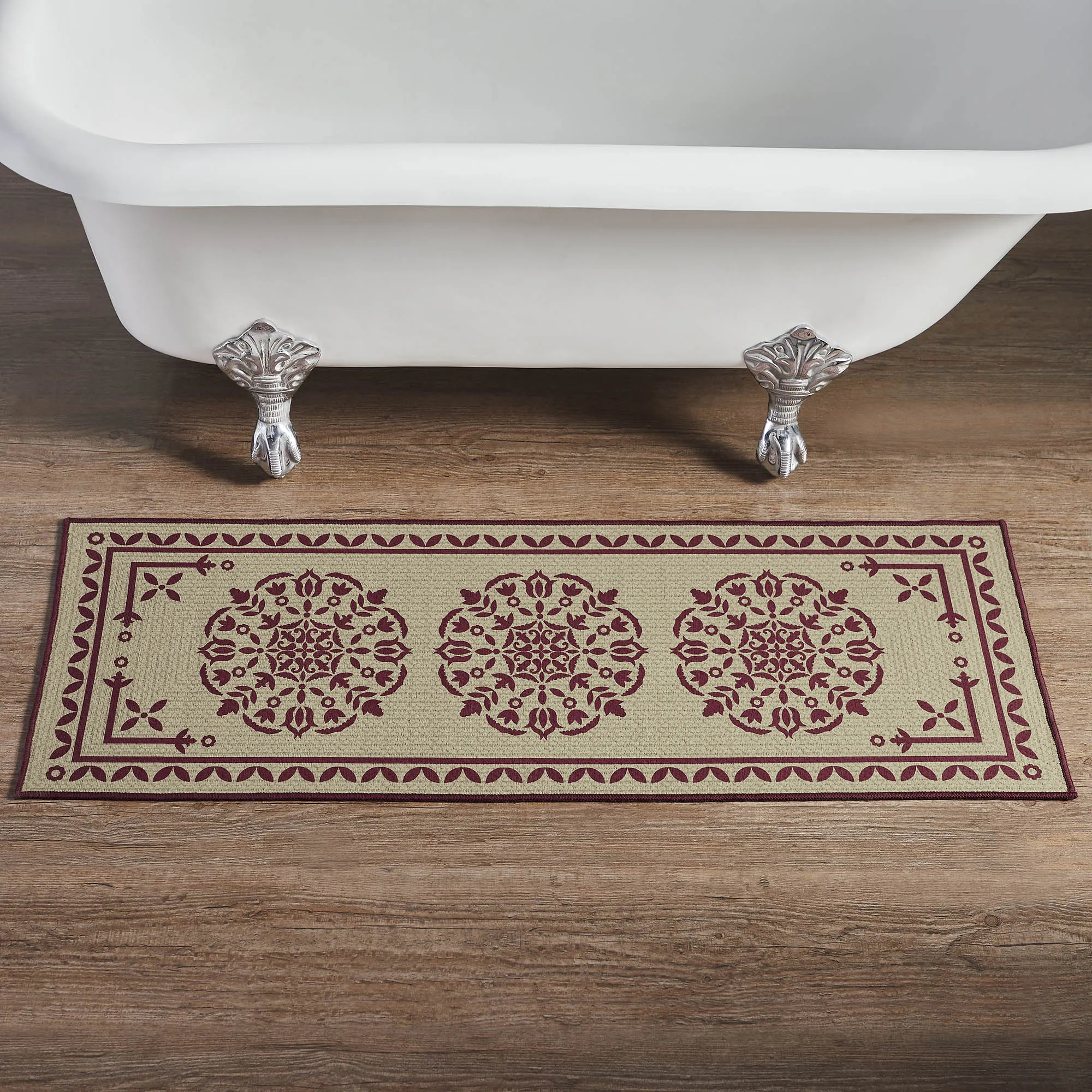 Custom House Black Tan Jacquard Polyester Bathmat 17x48