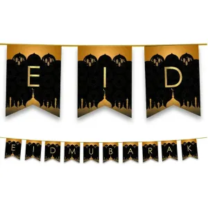 Eid Mubarak Bunting - Black & Gold