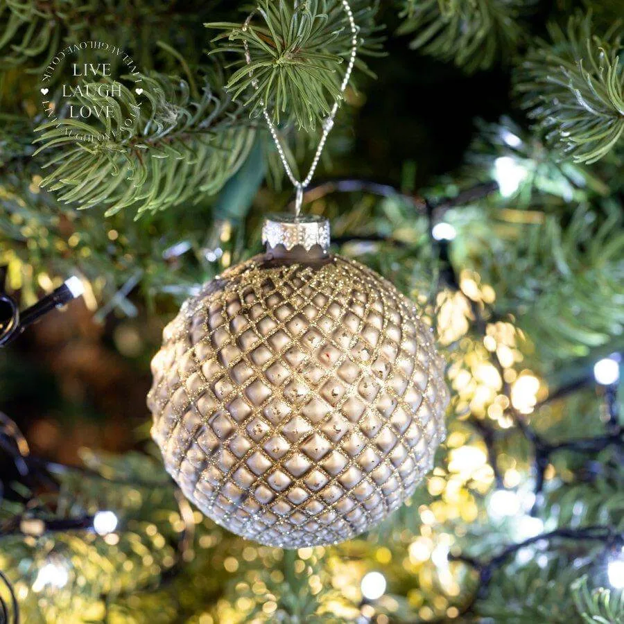 Elegant Silver Glass Christmas Baubles – Set of 3