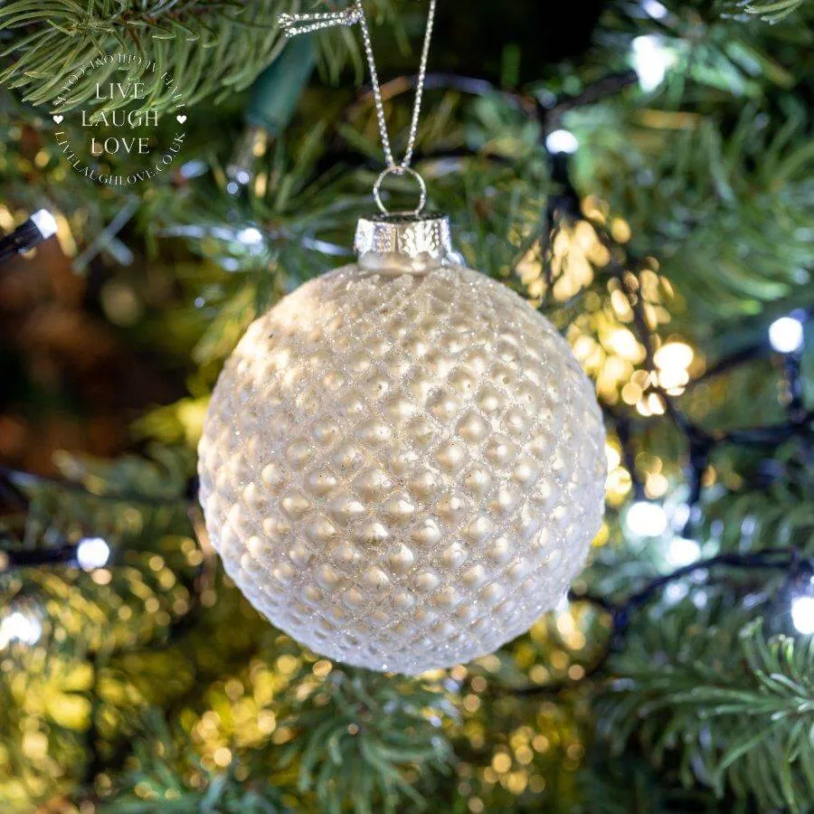 Elegant Silver Glass Christmas Baubles – Set of 3