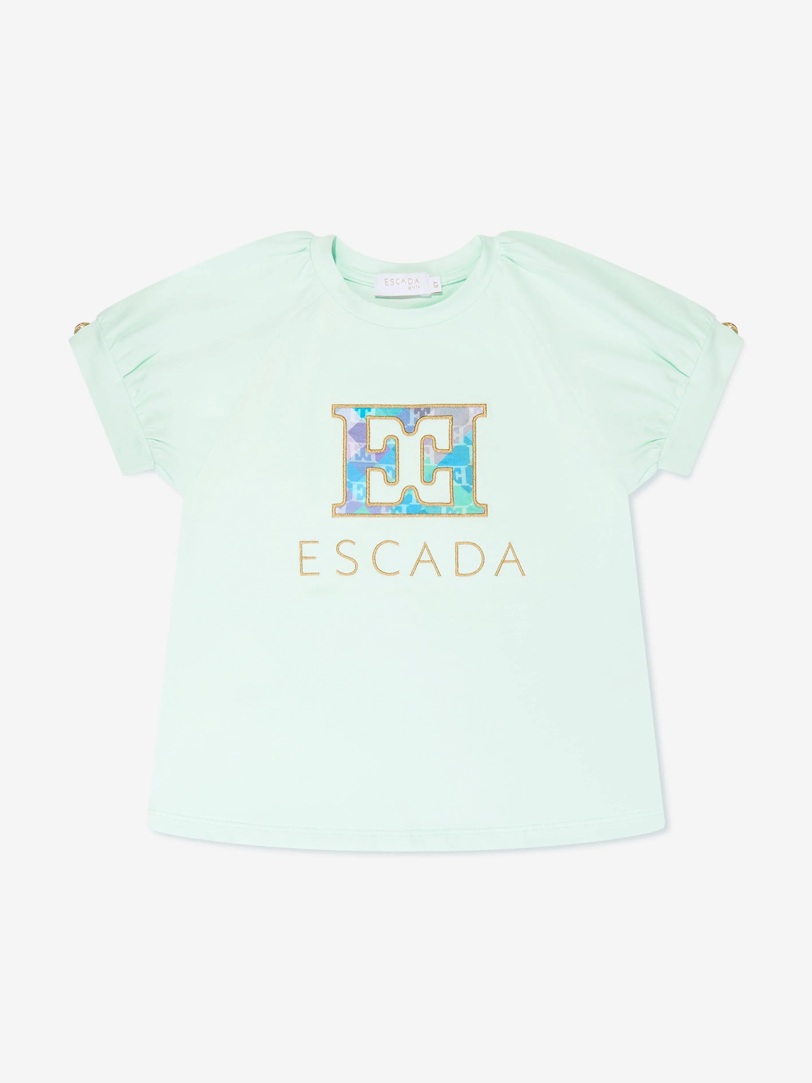 Escada Girls Embroidered Logo T-Shirt in Blue