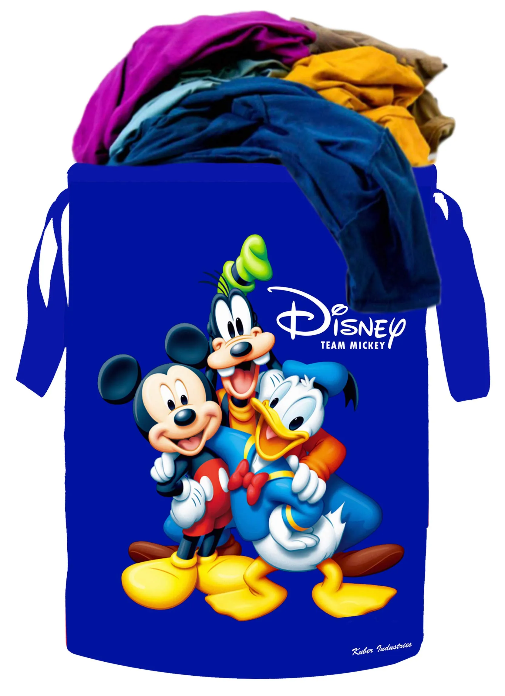 Fun Homes Disney Print Waterproof Canvas Laundry Bag, Toy Storage, Laundry Basket Organizer 45 L (Blue), CTKTC46855