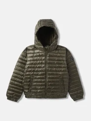 Gant Boys Green Solid Hooded Full Sleeves Puffer Jacket