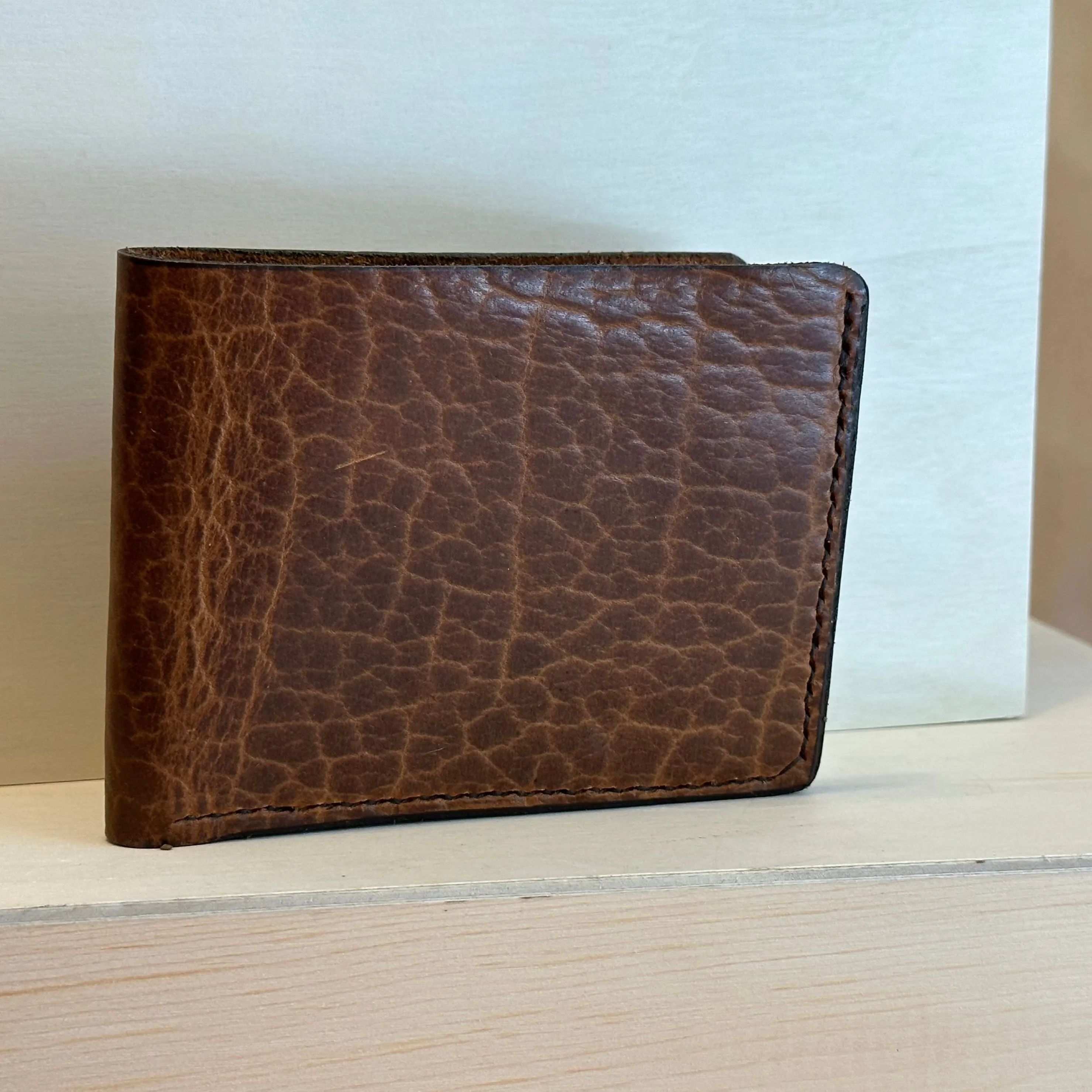 Glazed Bison Bi Fold Handstitched Leather Wallet