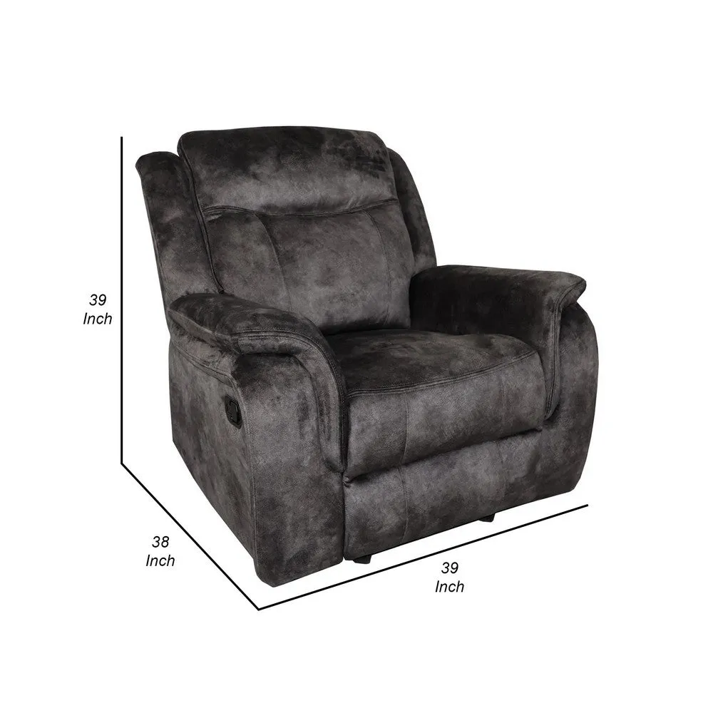 Harbor 38 Inch Power Recliner Chair, Pocket Coils, Gray Faux Suede By Casagear Home