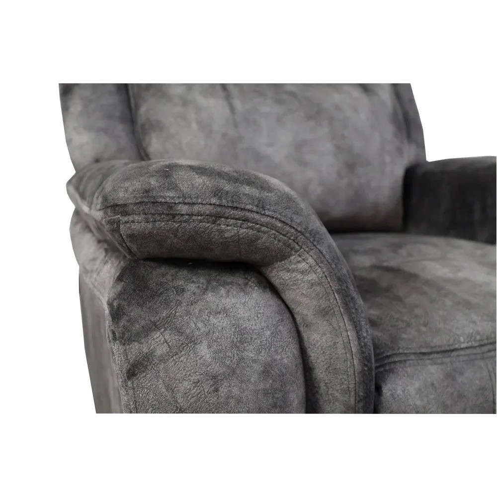 Harbor 38 Inch Power Recliner Chair, Pocket Coils, Gray Faux Suede By Casagear Home