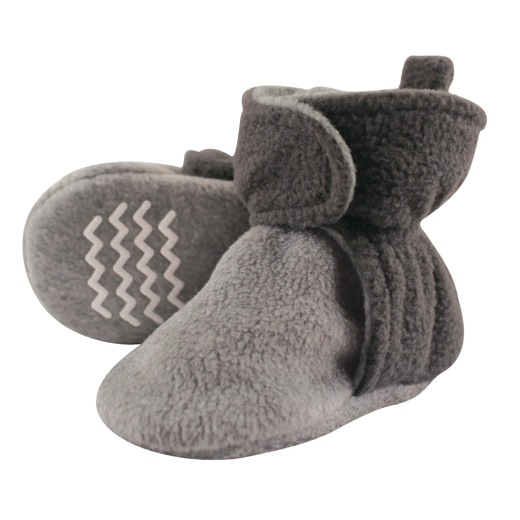 Hudson Baby Cozy Fleece Booties, Heather Charcoal Cream