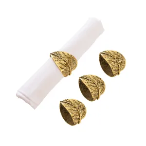 Light Gold Leaf Napkin Ring, Set of 4