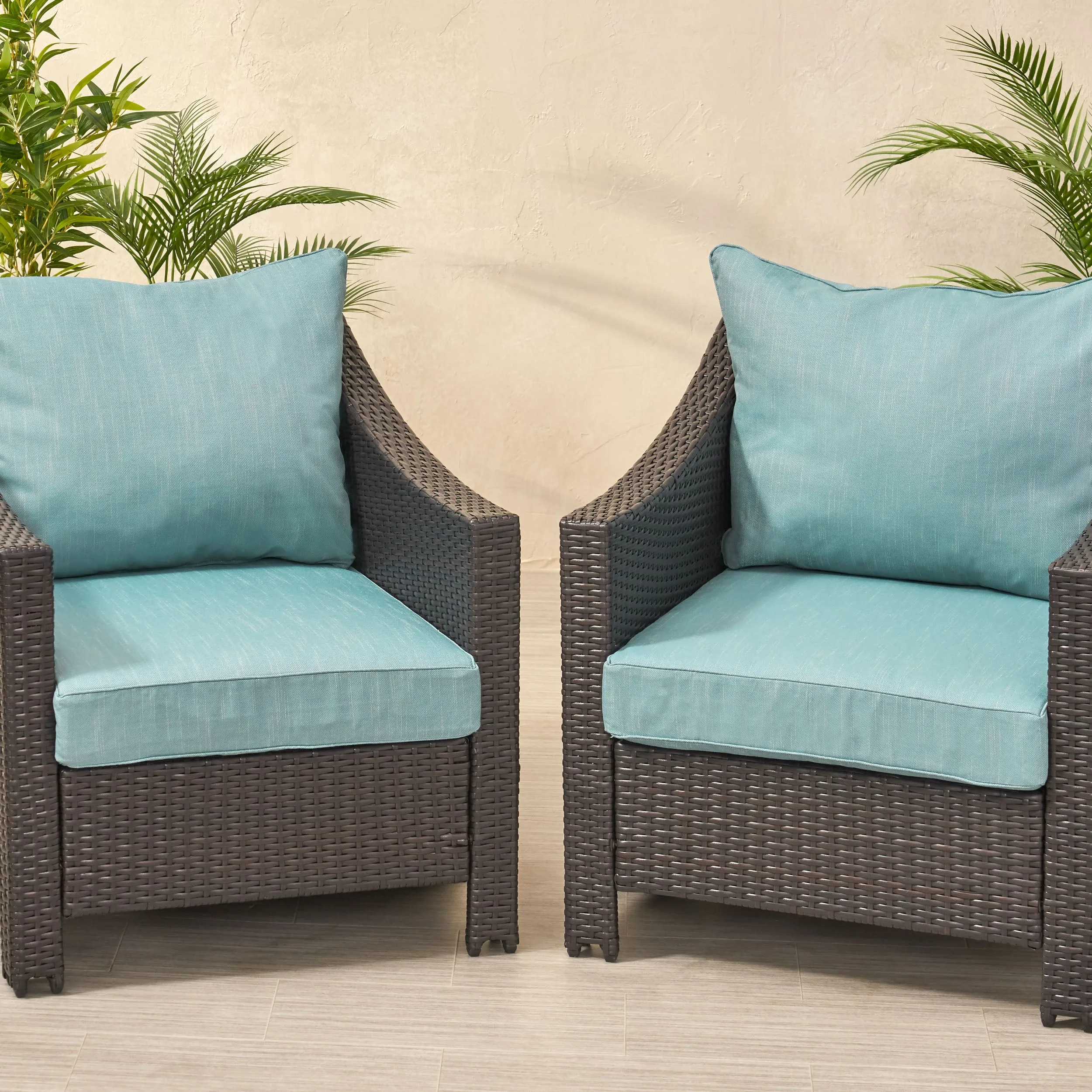 Luciella Outdoor Water Resistant Fabric Club Chair Cushions with Piping (Set of 2)