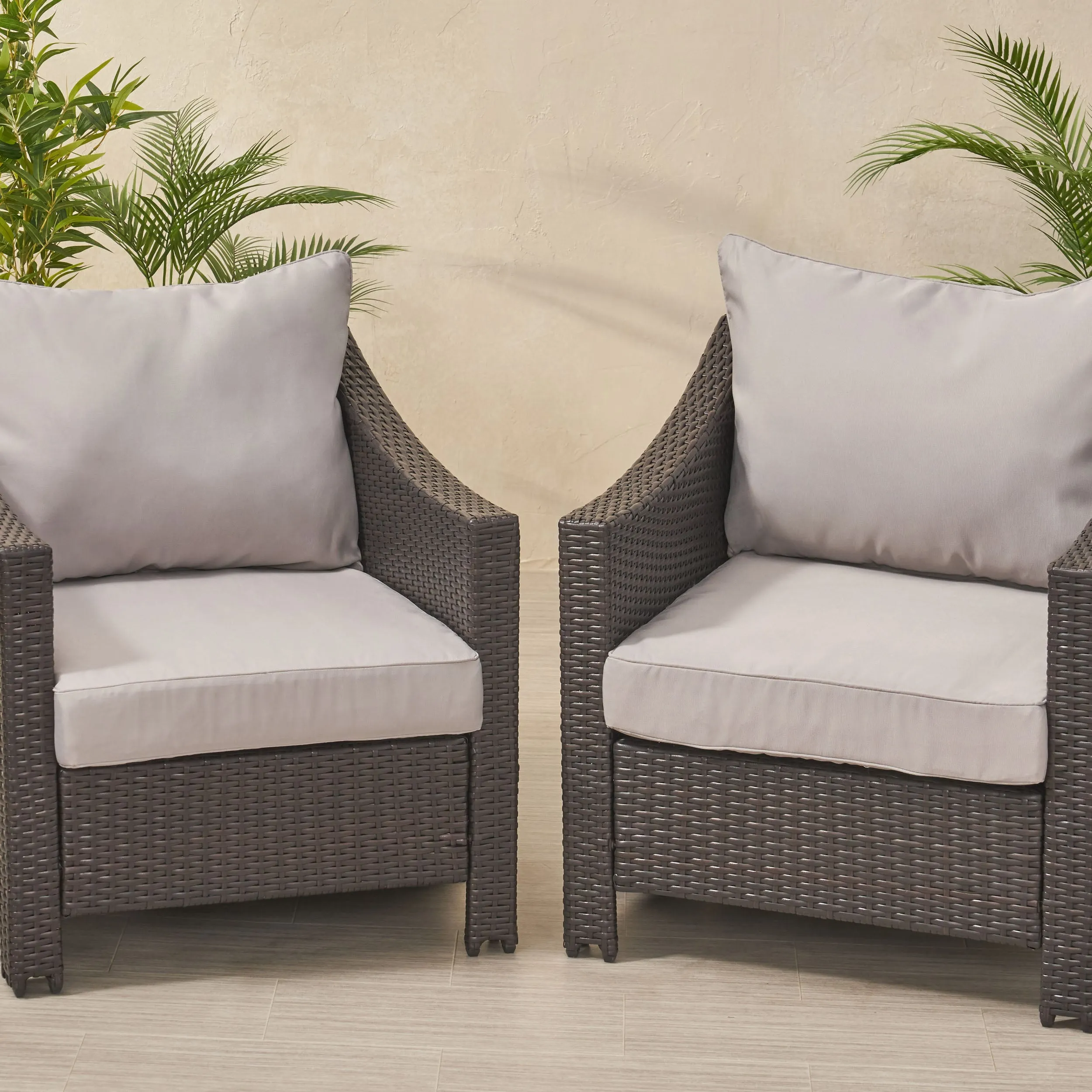 Luciella Outdoor Water Resistant Fabric Club Chair Cushions with Piping (Set of 2)