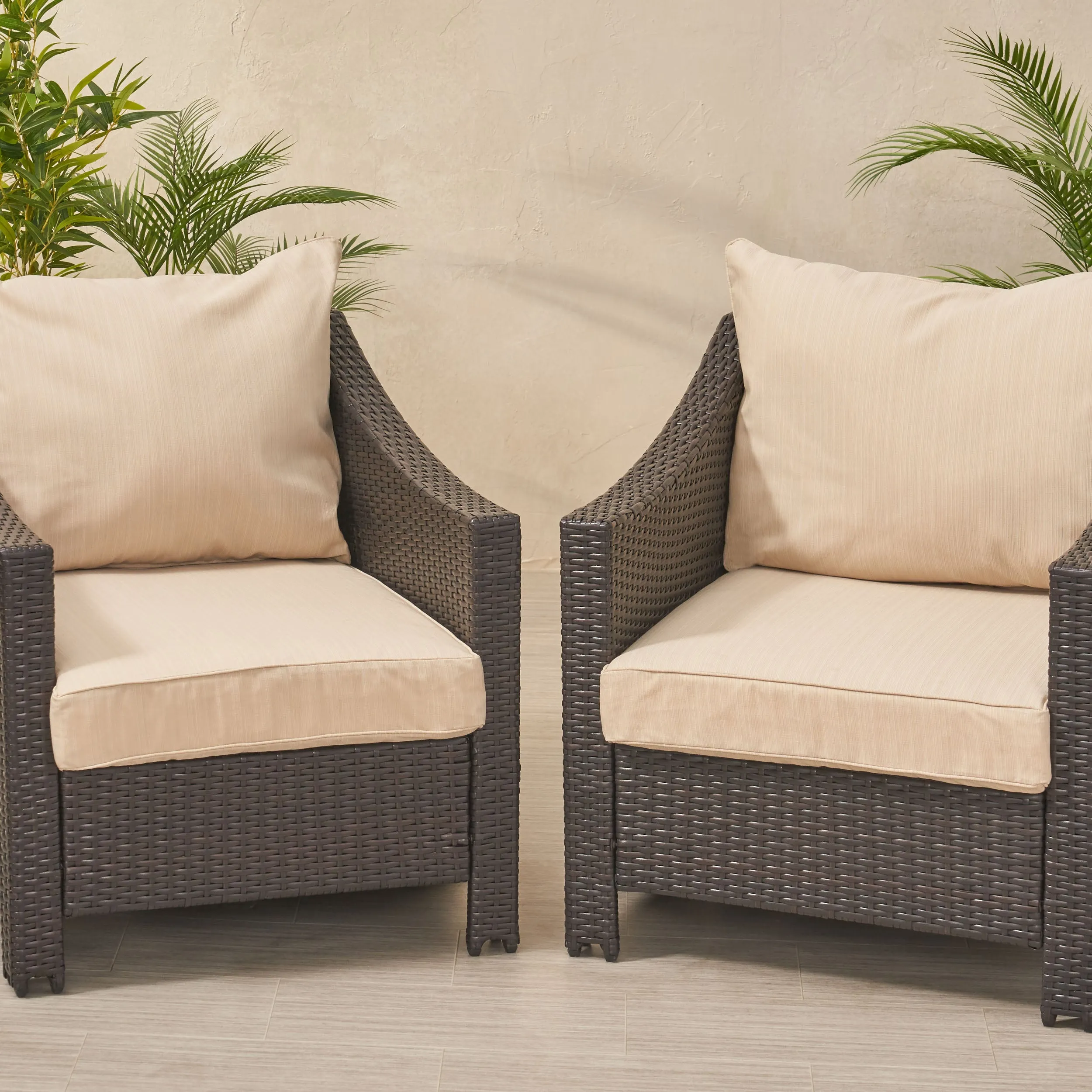 Luciella Outdoor Water Resistant Fabric Club Chair Cushions with Piping (Set of 2)