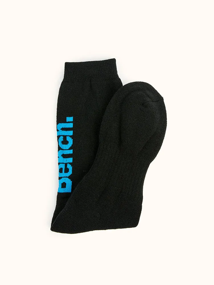 Men's Full Cushion Thermal Crew Socks (2 Pairs) - Black/Teal