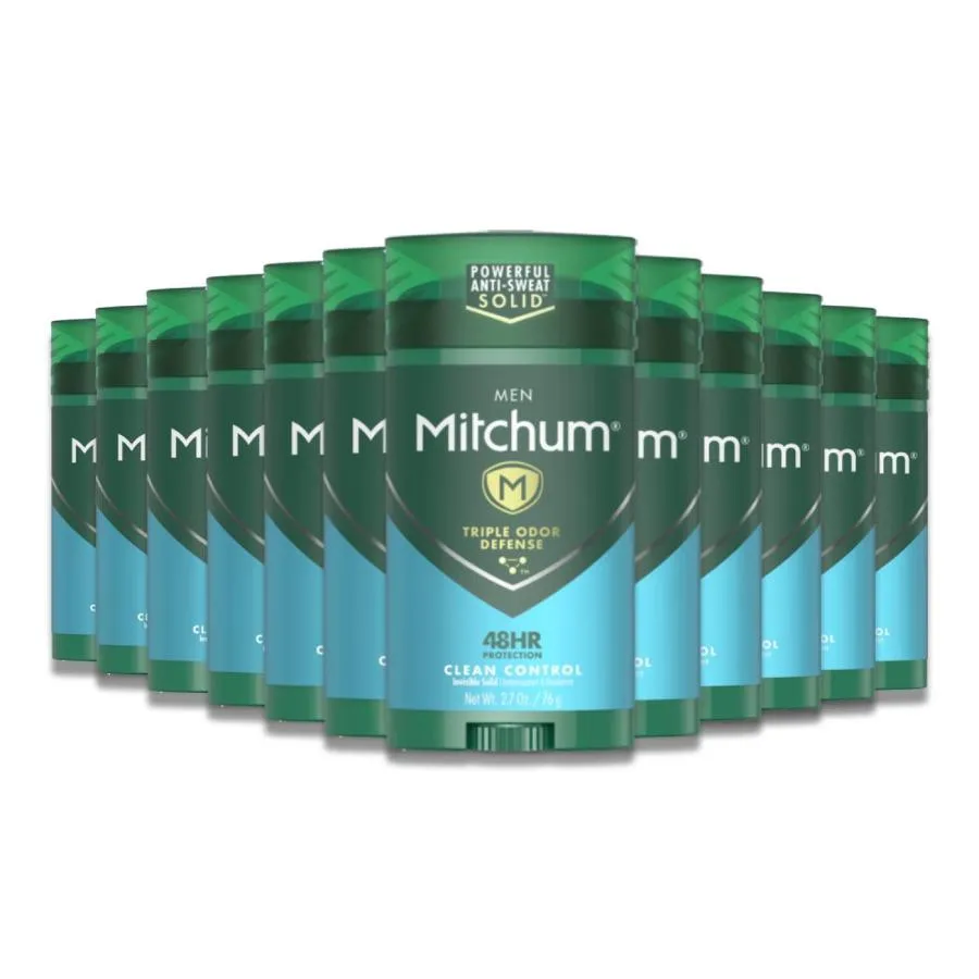 Mitchum - Antiperspirant Stick Triple Odor Defense Invisible Solid Clean Control 2.7 Oz - 12 Pack