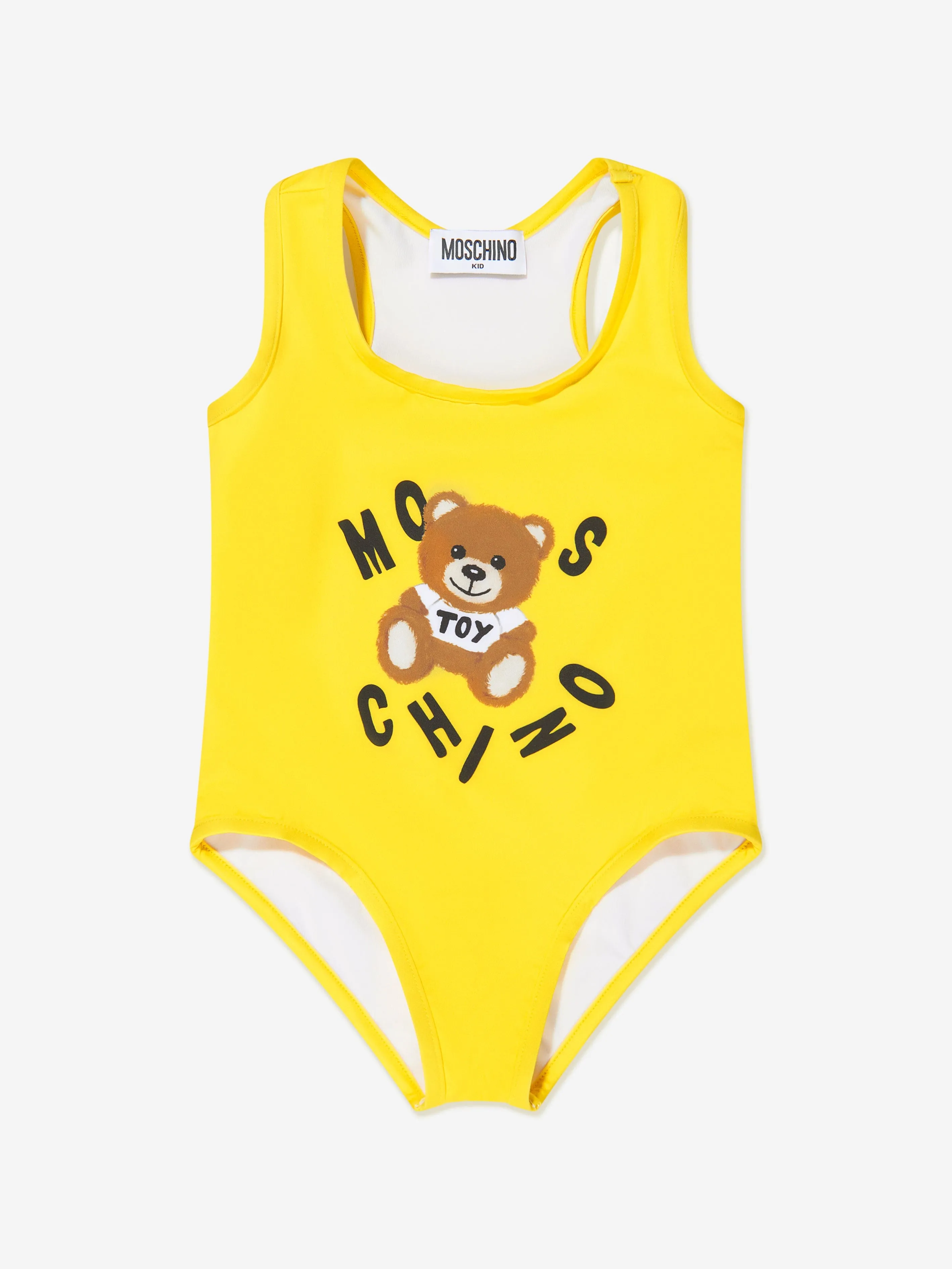 Moschino Girls Teddy Logo Swimming Costume in Yellow