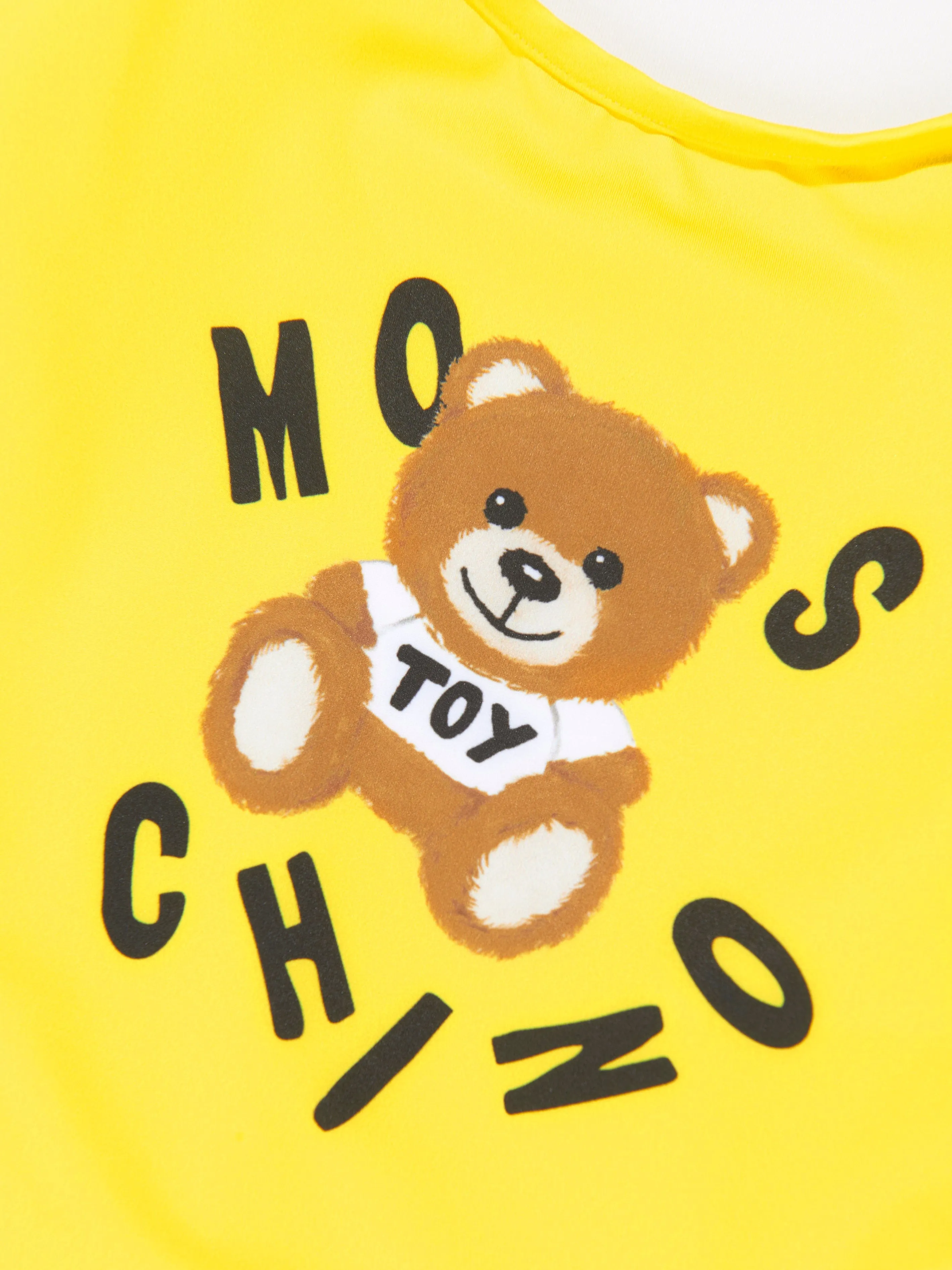 Moschino Girls Teddy Logo Swimming Costume in Yellow