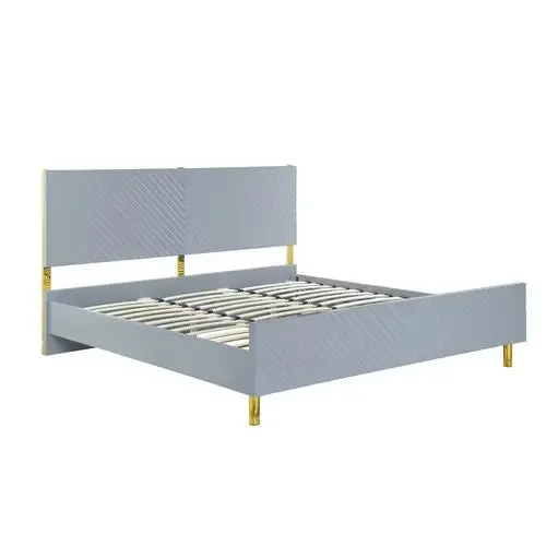 Myra King Bed, Gray High Gloss Finish