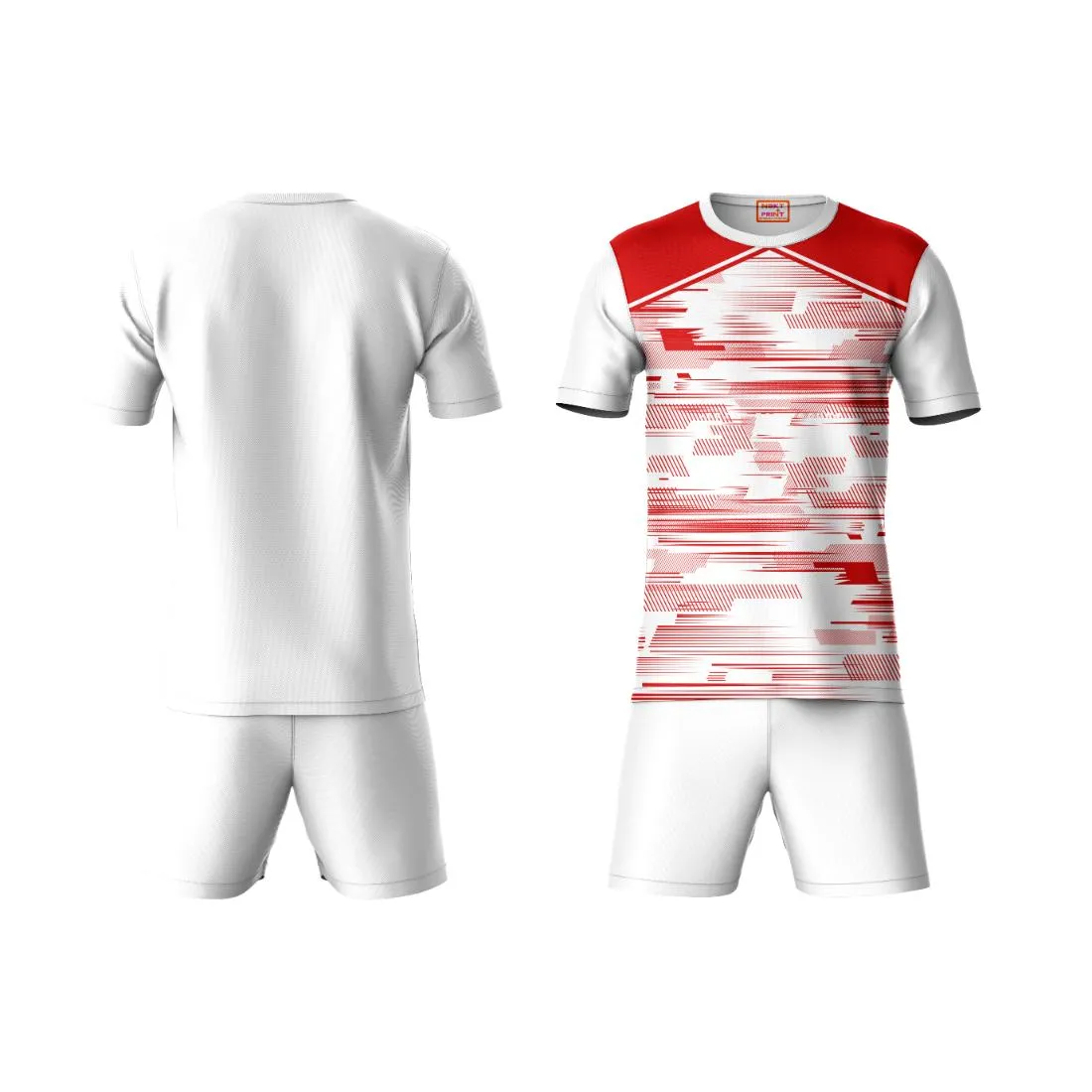 Next Print Round neck jersey white with shorts NPTS114