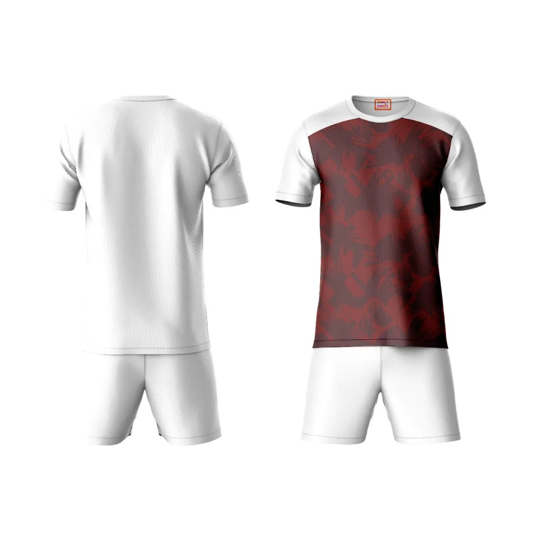 Next Print Round neck jersey white with shorts NPTS128