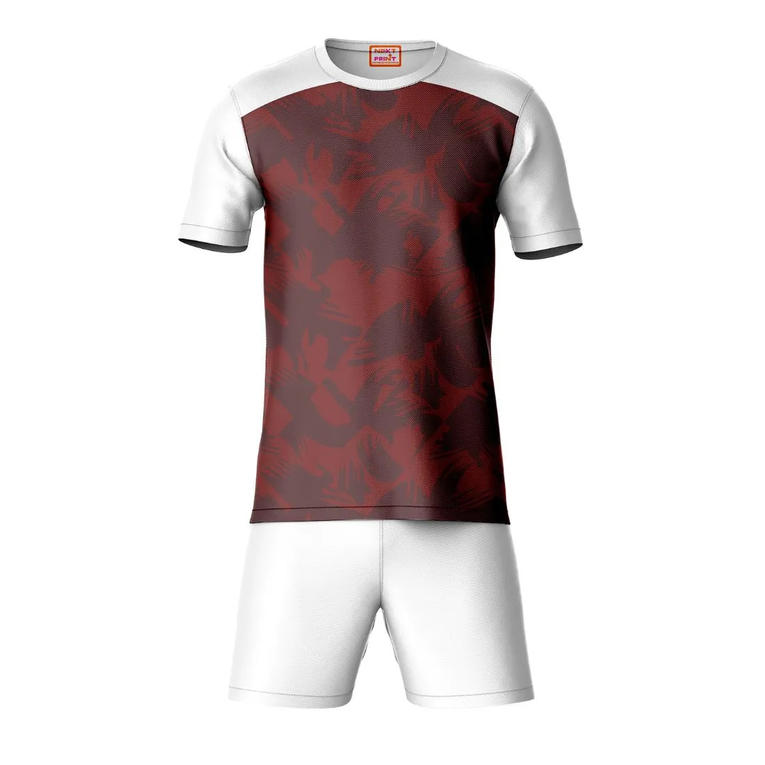 Next Print Round neck jersey white with shorts NPTS128