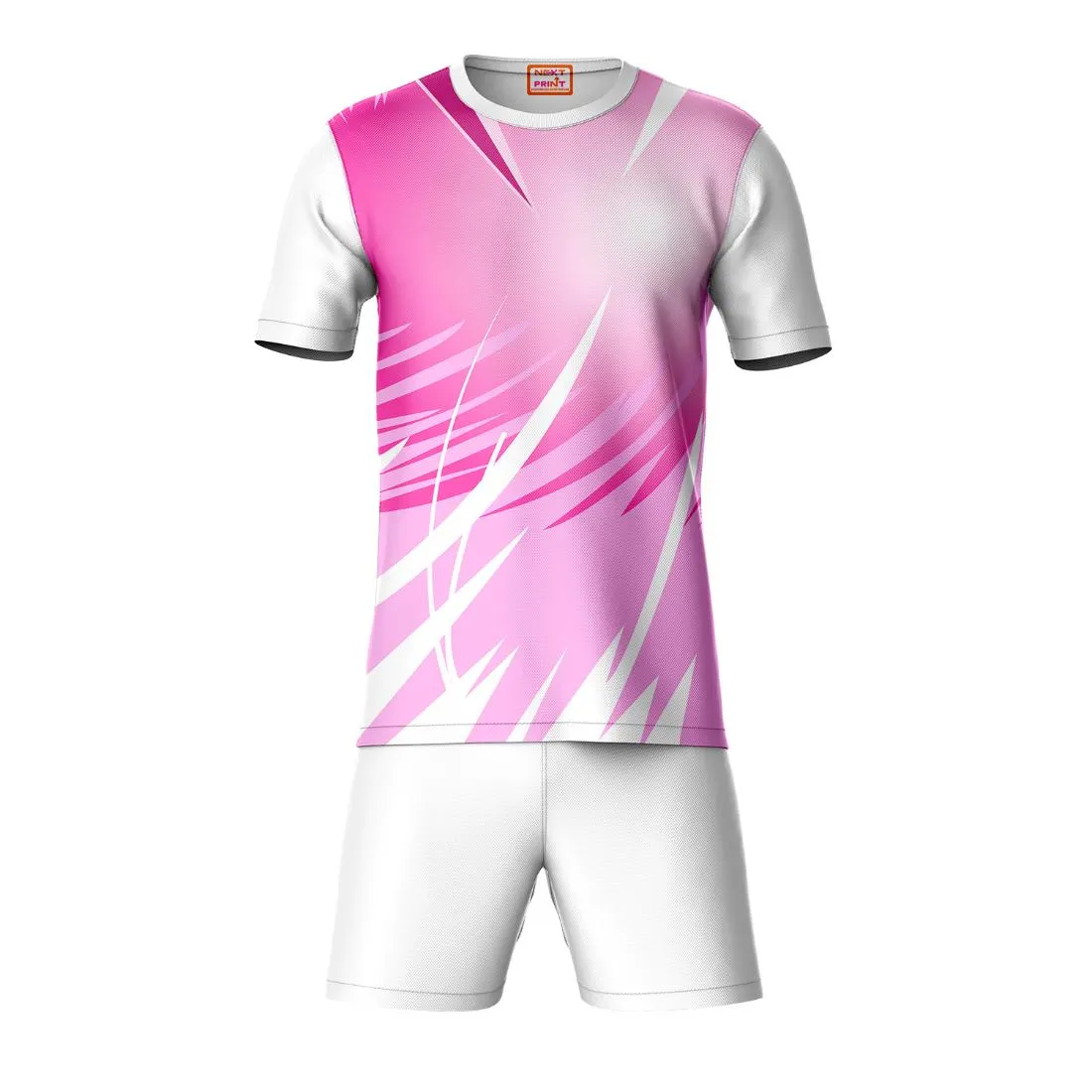 Next Print Round neck jersey white with shorts NPTS140