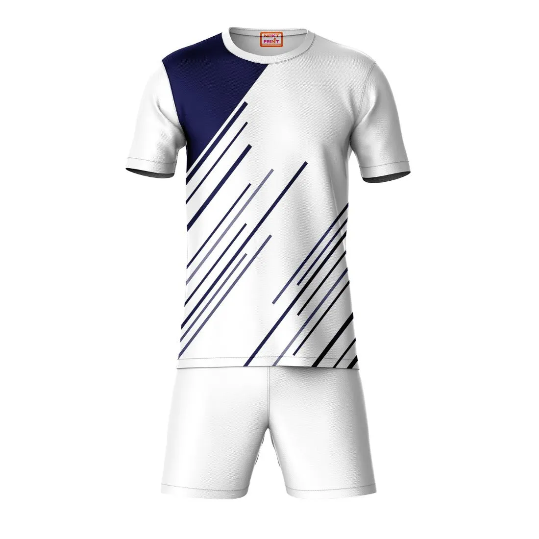 Next Print Round neck jersey white with shorts NPTS157